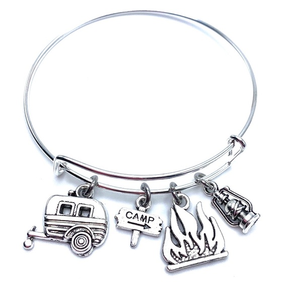 Camp Bracelet Bangle Camping Charms RV May Be Personalized - Picture 1 of 6
